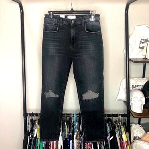 Current Elliott The Vintage Distressed Destroyed Black Mom Jeans